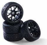 CM Black On Road Mags w/ Rubber Tyres 1/10