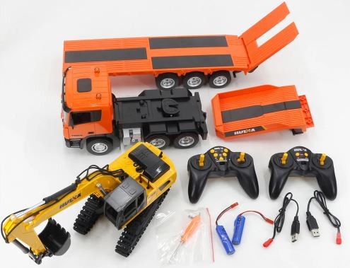 Hui Na RC 1319 Lowbed Truck w/ Excavator 1/24 RTR
