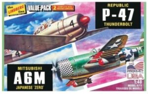 Minicraft Lindberg Mitsubishi A6M & Republic P-47 Value Pack 1/48
