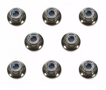 Tamiya 4mm Flange Lock Nut Black (8pc)